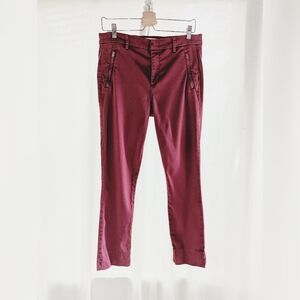 Burgundy Brick Red Taper Skinny Pants